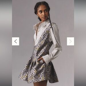 By Anthropologie Long-Sleeve Collared Twofer Flounce Mini Dress